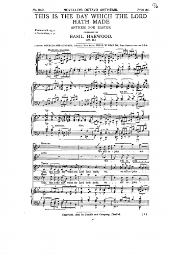 Harwood - This is the day which the Lord hath made, Op. 21 - Score