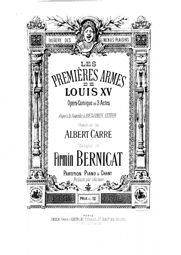 Bernicat - Les premières armes de Louis XV - Vocal Score - Score