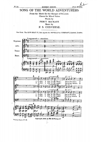 Converse - Masque of St. Louis - Vocal Score Song of the World Adventurers - Score