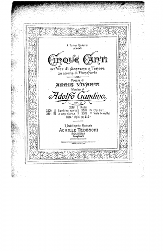 Gandino - 5 Canti, Op. 3 - Score