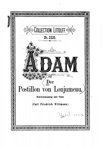 Adam - Le postillon de Lonjumeau - Vocal Score - Score