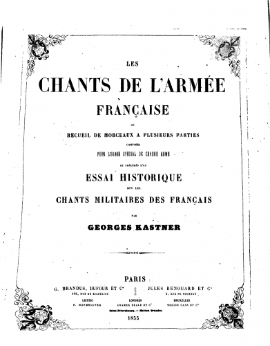 Kastner - Les chants de larmée française - Score