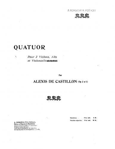 Castillon - String Quartets, Op. 3 - No. 1. Quartet in A minor