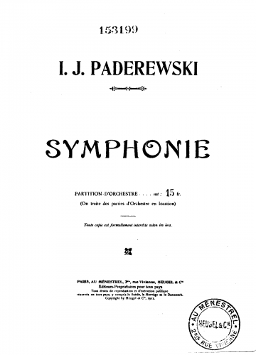 Paderewski - Symphony, Op. 24 - Score