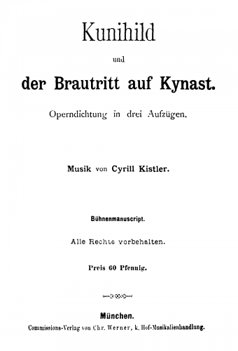 Kistler - Kunihild - Librettos - Complete Book