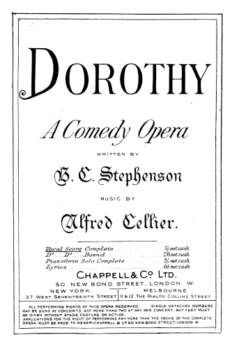 Cellier - Dorothy - Vocal Score - Vocal Score