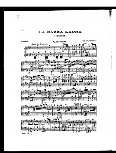 Rossini - La gazza ladra (The Thieving Magpie) - Overture For Piano solo (Weiss) - Score