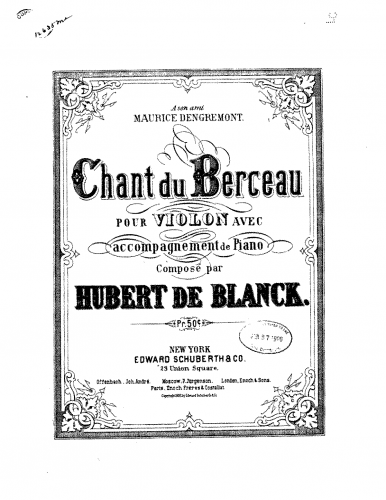 Blanck - Chant du berceau - Complete Score and Part