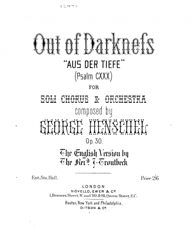 Henschel - Aus der Tiefe - Vocal Score - Score