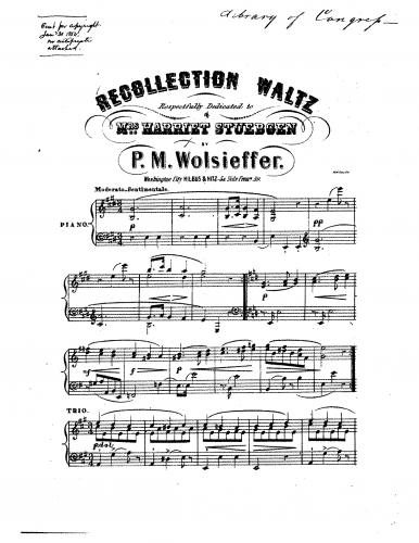Wolsieffer - Recollection Waltz - Score