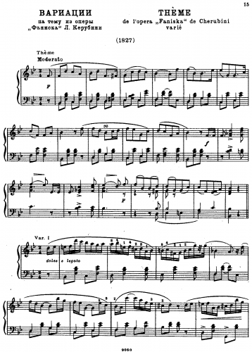 Glinka - Variations on a Theme from Cherubini's Opera 'Faniska' - Score