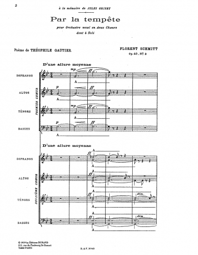 Schmitt - 3 Churs a cappella, Op. 40 - No. 2 - Par la tempête