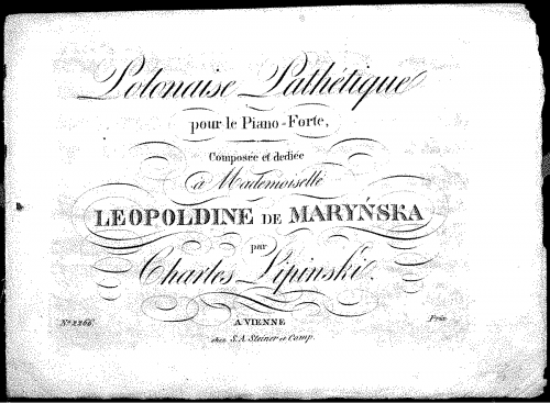 Lipi?ski - Polonaise pathétique pour le piano-forte - Score
