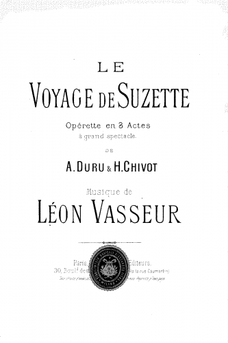 Vasseur - Le voyage de Suzette - Vocal Score - Score