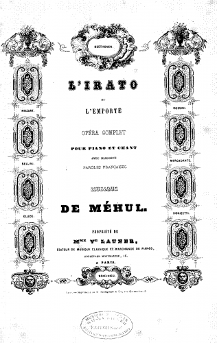 Méhul - Lirato - Vocal Score - Score