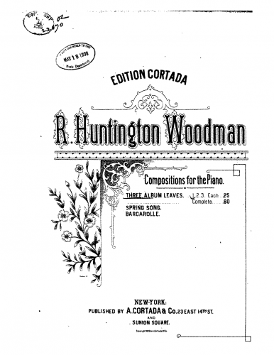 Woodman - 3 Album Leaves - Piano Score - Score