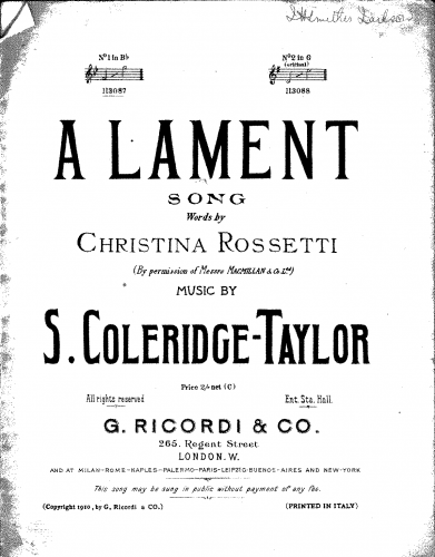 Coleridge-Taylor - A Lament