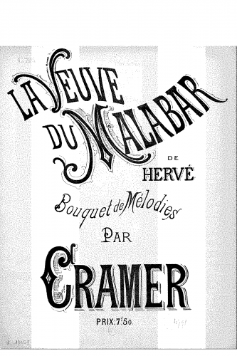 Cramer - Bouquet de mélodies sur 'La veuve du Malabar' - Score