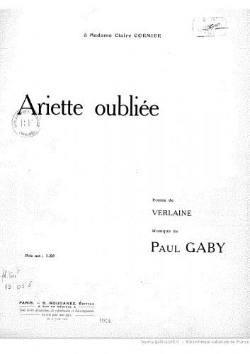 Gaby - Ariette oubliée - Score