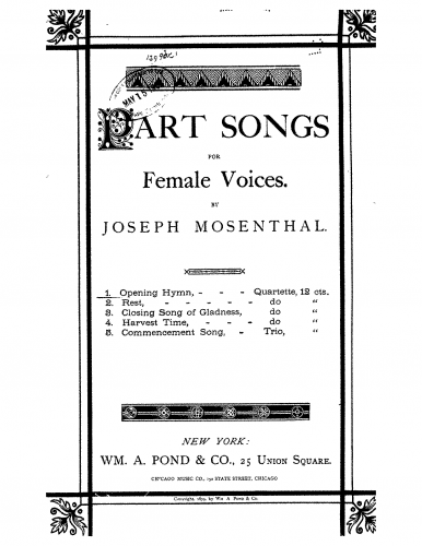 Mosenthal - 5 Part Songs for Female Voices - Score