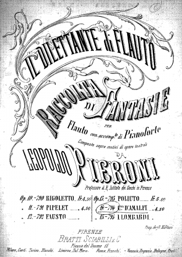 Pieroni - Raccolta di Fantasie per flauto e pianoforte - Piano Score and Flute part