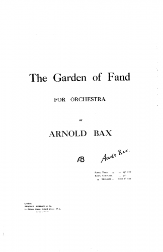 Bax - The Garden of Fand - Score