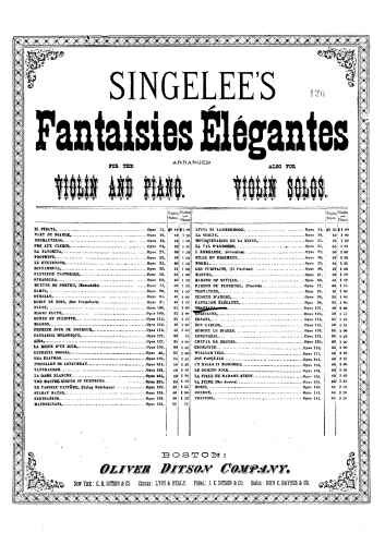 Singelée - La Traviata Fantasie for Violin and Piano, Op. 107 - Score