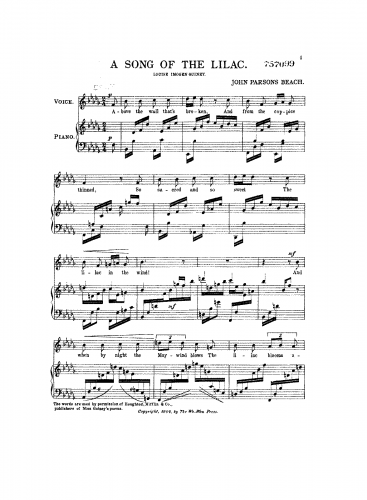 Beach - A song of the lilac - Score