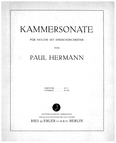 Hermann - Kammersonate - Score