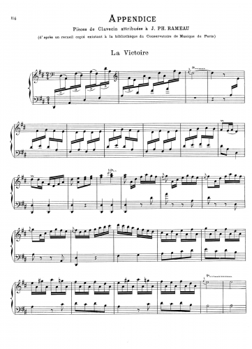 Rameau - Pièces de Clavecin attribuées à Rameau - Score