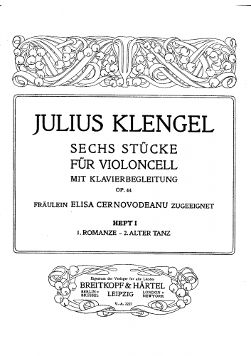 Klengel - 6 Pieces for Cello and Piano - 1. Romanze2. Alter Tanz