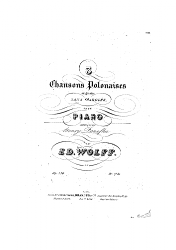 Wolff - 3 Chansons polonaises, Op. 136 - Score