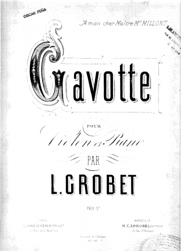 Grobet - Gavotte - Piano Score