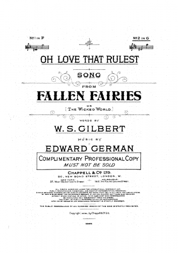 German - Fallen Fairies - Vocal Score Oh love that Rulest - Score