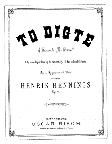 Hennings - 2 Digte af Kaalunds 'Et Foraar' - Score