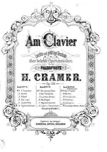 Cramer - Tonstücke über beliebte Opernmelodien, Op. 120 - No. 17: Lohengrin - Score