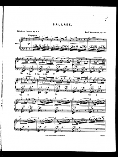 Rheinberger - Drei Charakterstücke - No. 1 - Ballade