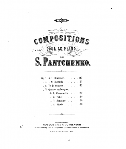 Panchenko - 3 Sonnets, Op. 2 - Score