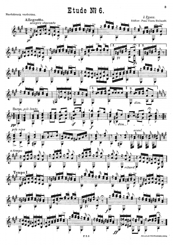 Franz - Etude No. 6 - Score