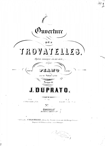 Duprato - Les trovatelles - Overture - Score