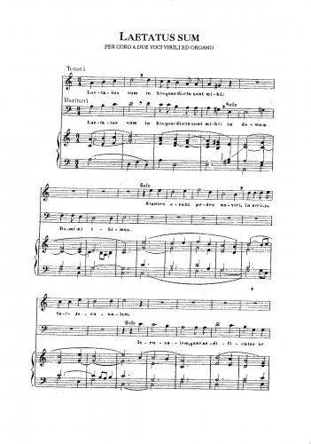 Perosi - Laetatus Sum a  2 voci virili ed organo - Score