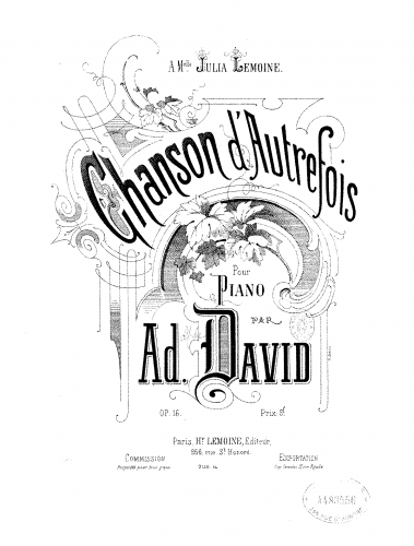 David - Chanson d'autrefois - Score