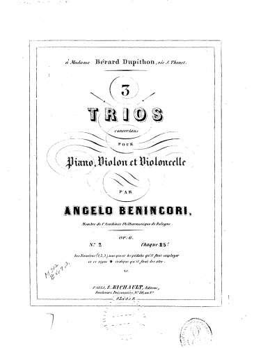 Benincori - Piano Trios, Op. 6