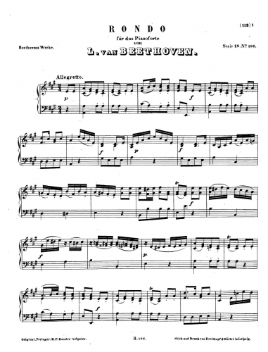 Beethoven - Rondo, WoO 49 - Score