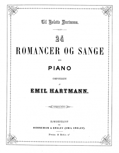 Hartmann - 24 Romancer og Sange - Score