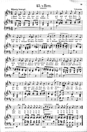Folk Songs - s'Herz - Score