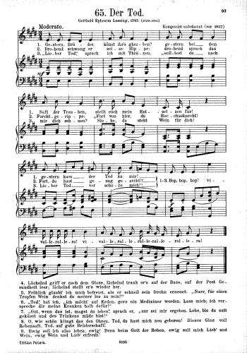 Folk Songs - Der Tod - Score