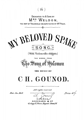Gounod - My Beloved Spake - Piano Score
