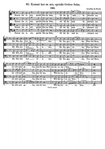 Bruck - Kommt her zu mir, spricht Gottes Sohn - Score