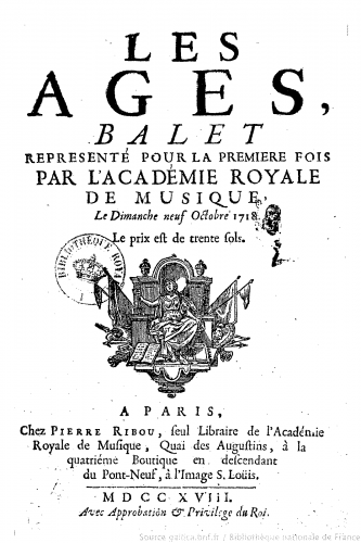 Campra - Les Ages, Opéra-Ballet - Libretti - Complete Libretto